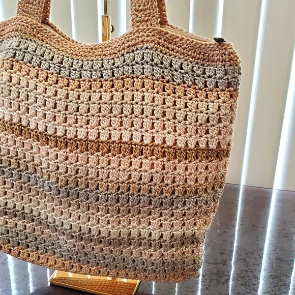 The Sak Hand Crochet Tan Shopping Tote Bag - Picture 3 of 10